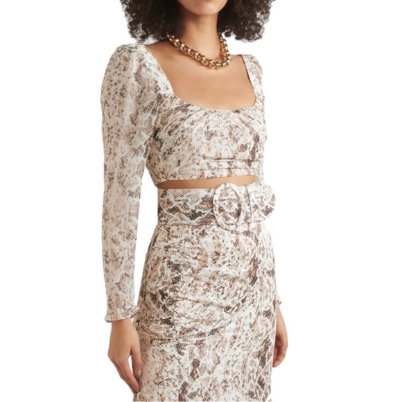 NEW NICHOLAS SILK SNAKE PRINT GATHERED CROP TOP - Picture 4 of 9